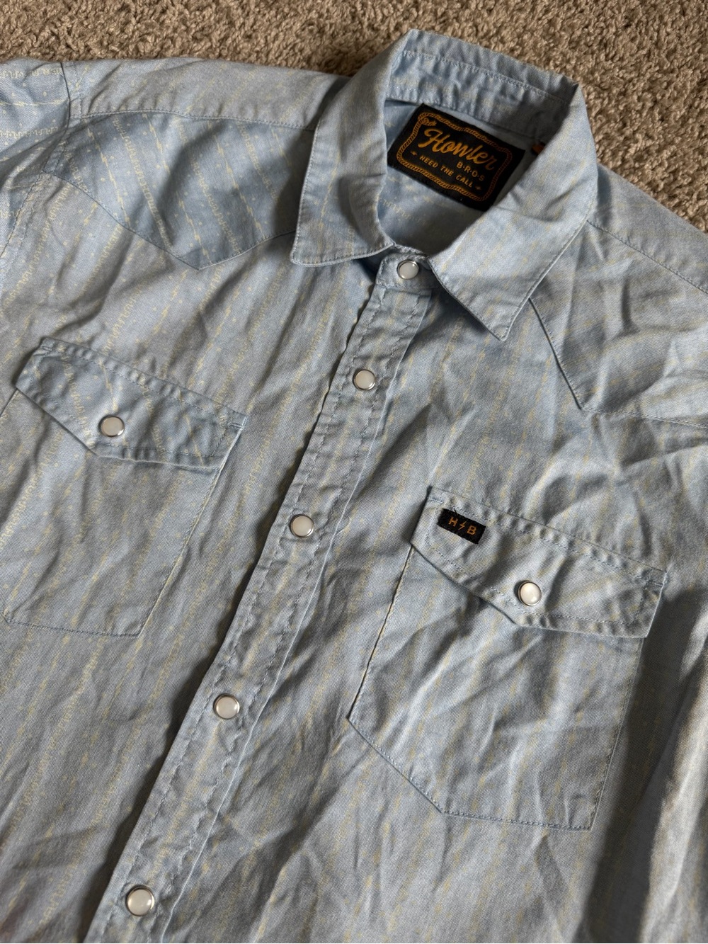 Howler Bros Pearl Button Western Short Sleeve Lightning Shirt